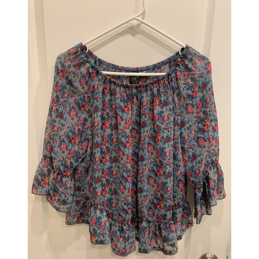 Petticoat Alley Sheer Floral Pullover Top Sz L